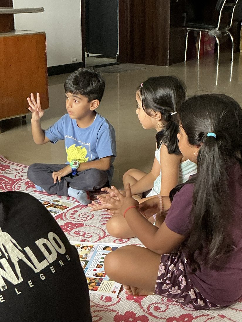 A child answering a question during the session