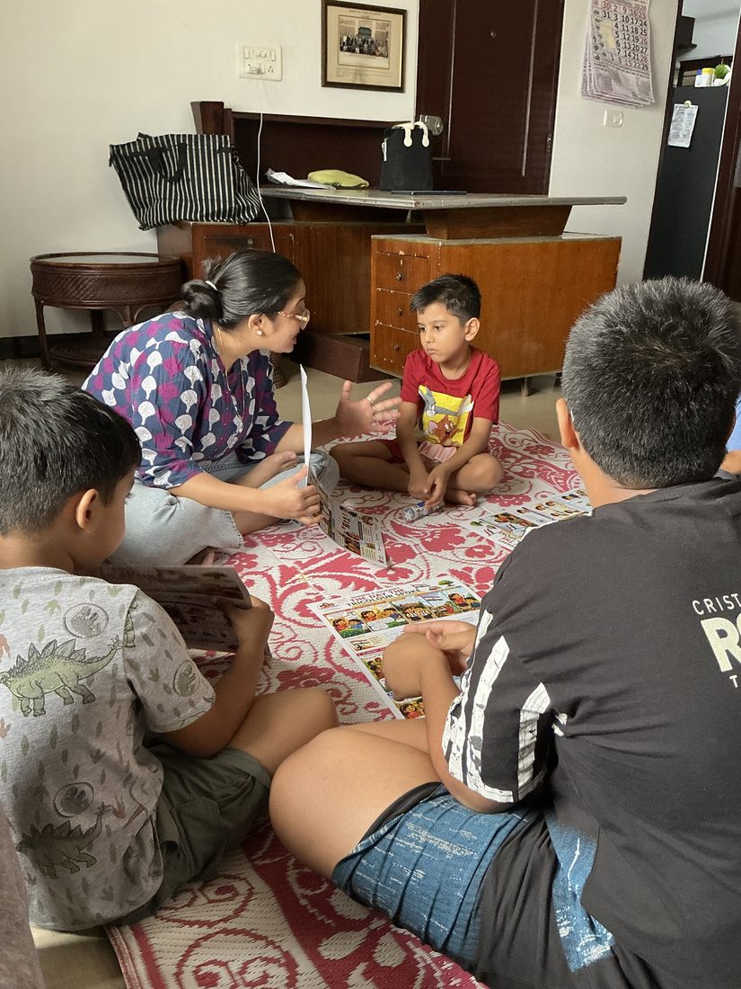 Talking about the story with a child